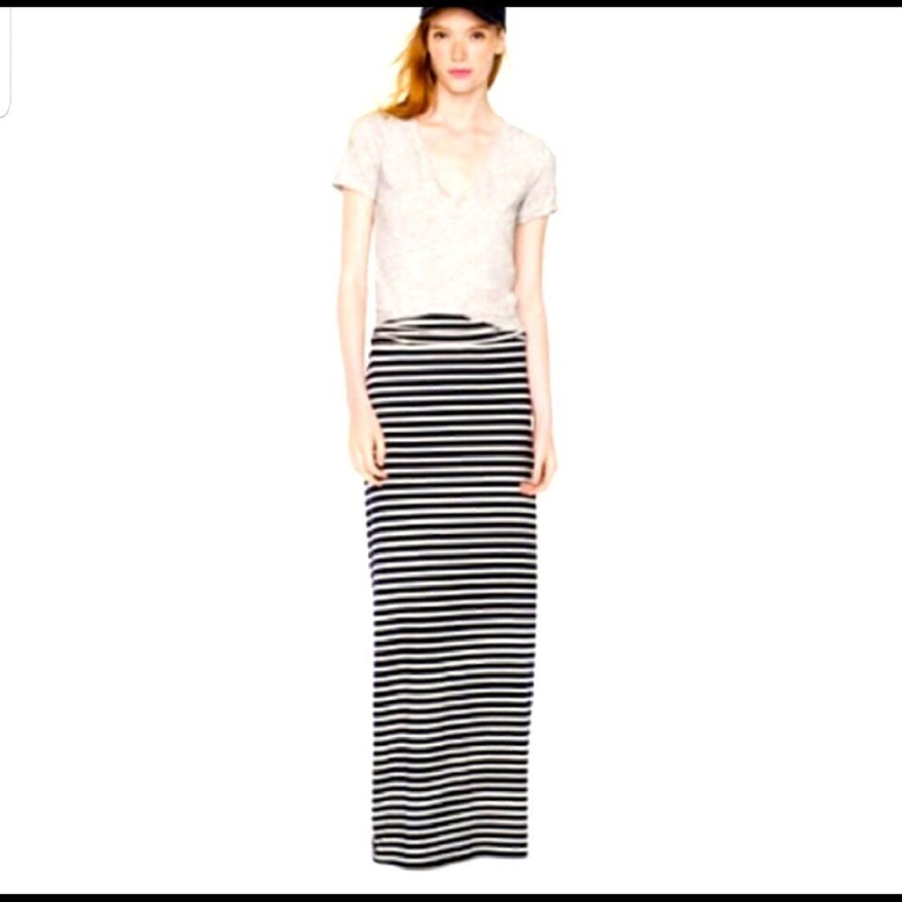J.Crew navy and white stripe stretchy maxi skirt size XS